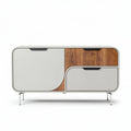 Modern storage cabinet with wood accents and metal legs 120 x 45 x 75cm