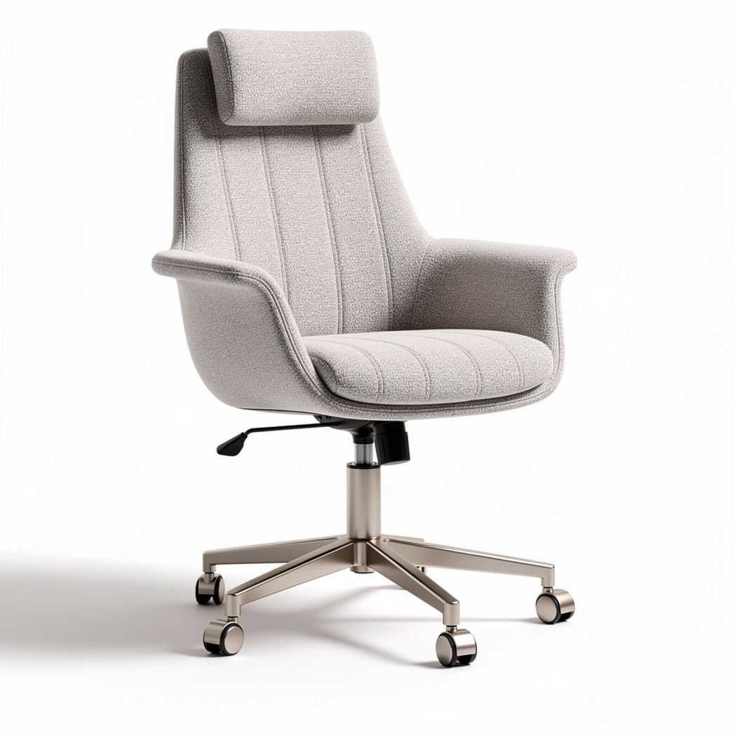 Mid-century modern ergonomic office chair with adjustable height in light gray fabric