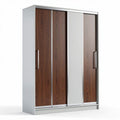 Four-door wardrobe with mirrored front and wood finish dimensions 160 x 50 x 210cm