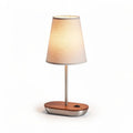 Wooden base table lamp with fabric shade and USB charging port 30 x 25 x 60cm
