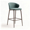 Bar height stool with teal upholstered seat and metal frame 45 x 40 x 100cm