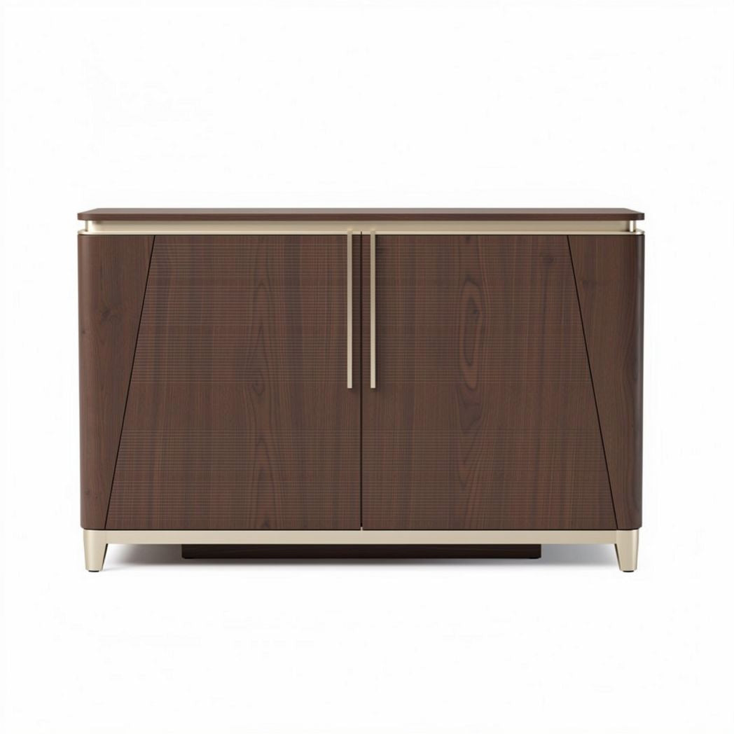 Wooden sideboard cabinet with gold accents 85 x 120 x 45cm