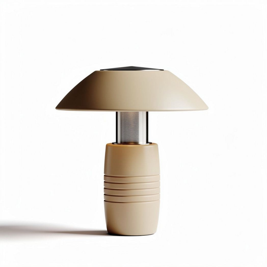 Solar-powered LED table lamp in beige with a sleek modern design 20 x 20 x 30cm
