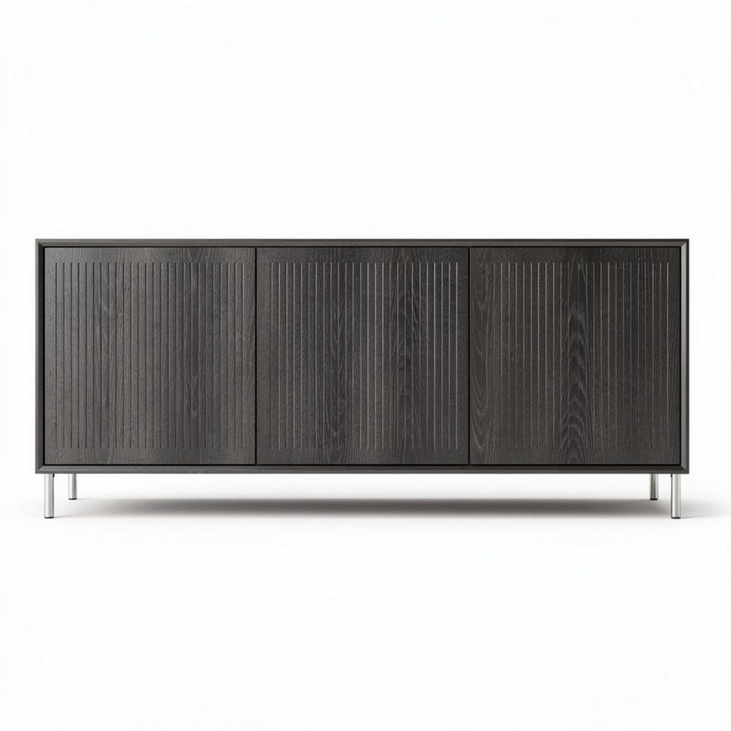 Dark wood sideboard cabinet with sliding doors 150 x 40 x 70cm