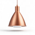 Copper pendant light fixture with a modern design suitable for kitchens and dining areas