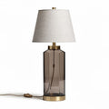 Glass table lamp with fabric shade and brass accents 30 x 30 x 60cm