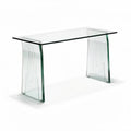 Glass console table with modern design and transparent acrylic legs 150 x 70 x 75cm