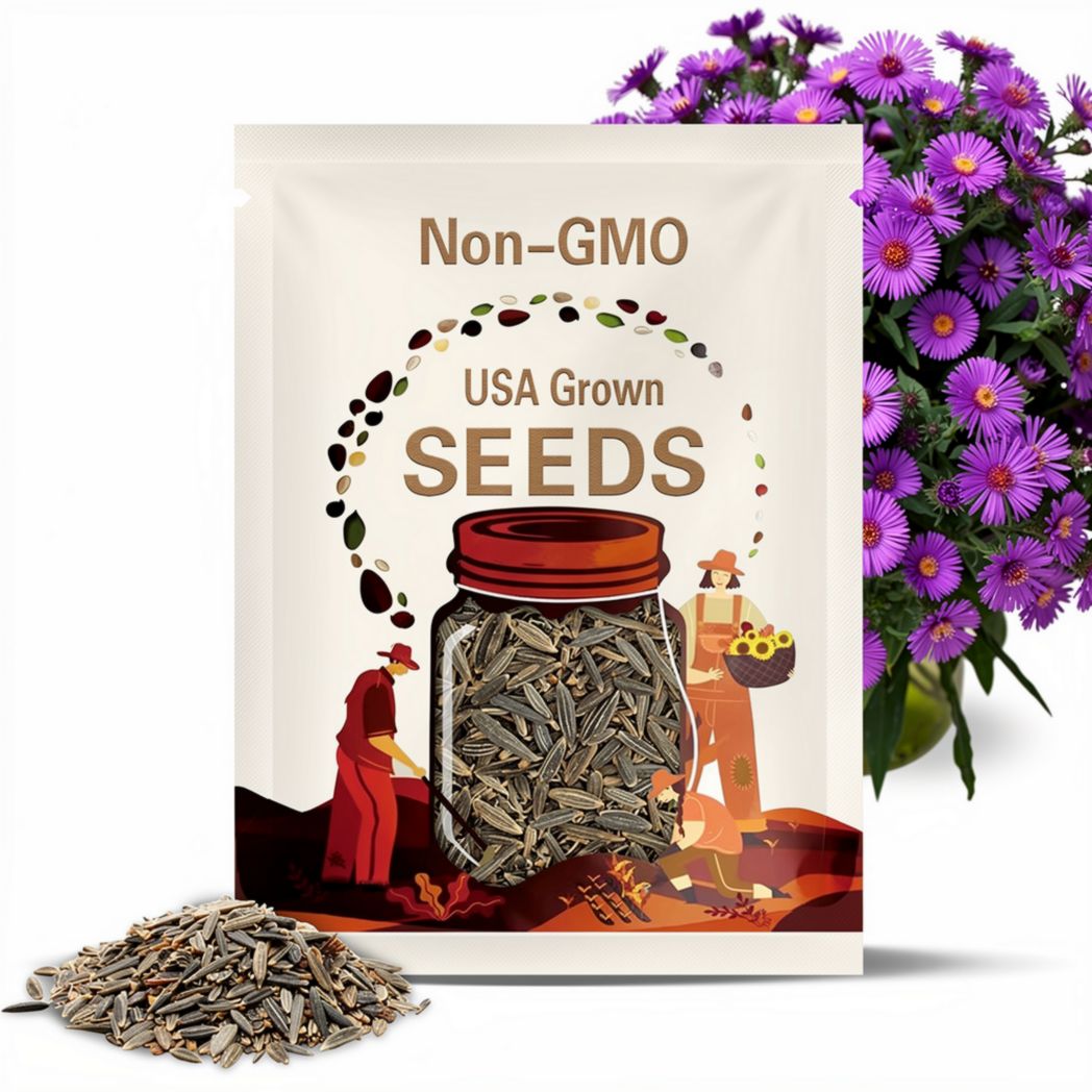 New England Aster Seeds  500 Non-GMO Heirloom Purple Perennial | Fall Planting Wildflower | Pollinator Friendly USA Garden