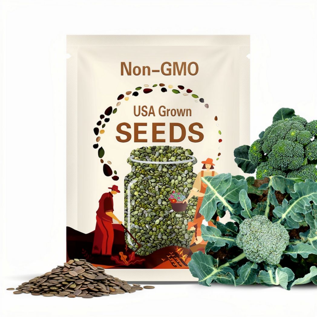 Broccoli Seeds - Organic, Heirloom, Open Pollinated, Non GMO - Grow Indoors, Outdoors, In Pots, Grow Beds, Soil, Hydroponics & Aquaponics