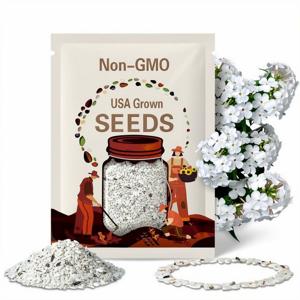 White Phlox Flower Seeds - Grow Beautiful Flowers Indoors, Outdoors, In Pots, Grow Beds, Soil, Hydroponics & Aquaponics