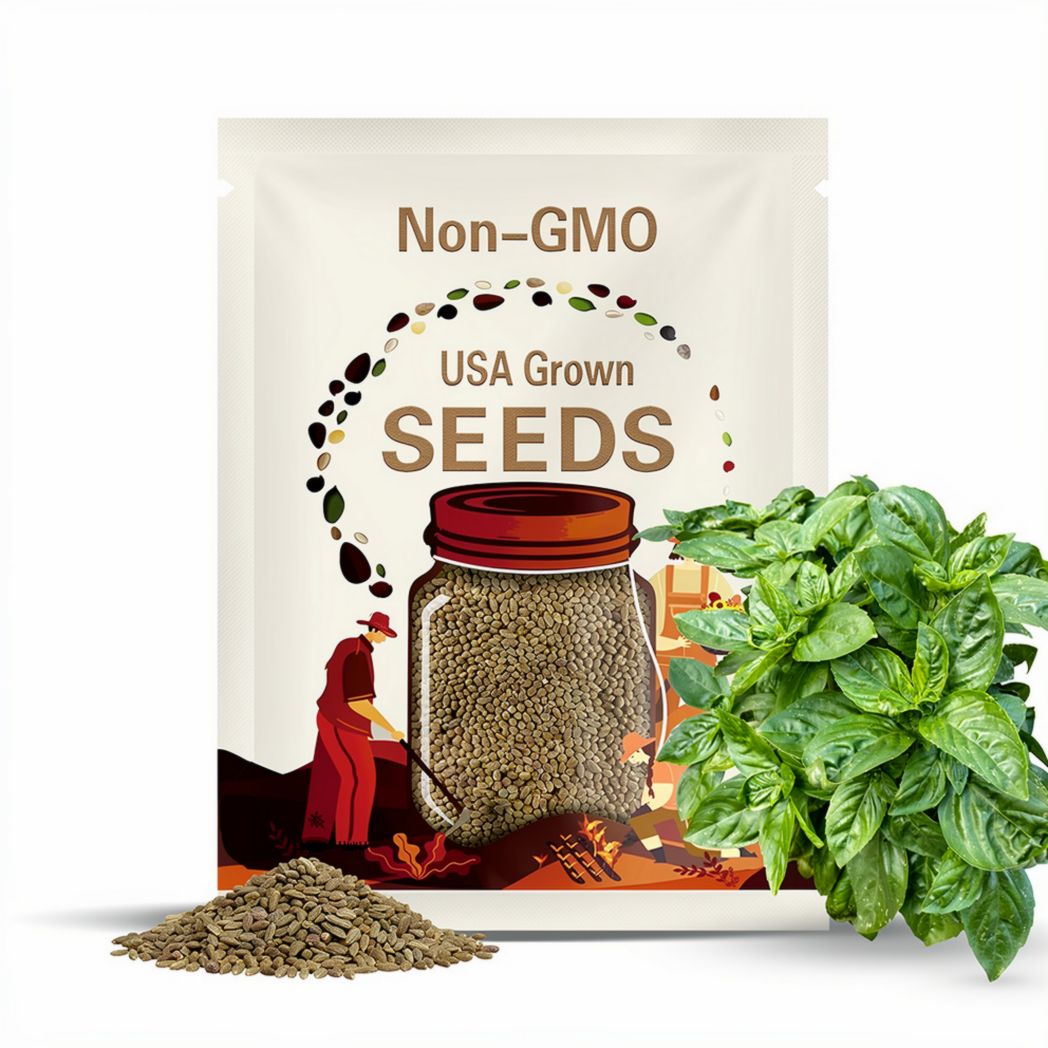 Heirloom Organic Non GMO Sweet Italian Genovese Basil Seeds from Italy Herb Garden Chef Cook Gift Year round Indoor Outdoor Crop Non-GMO