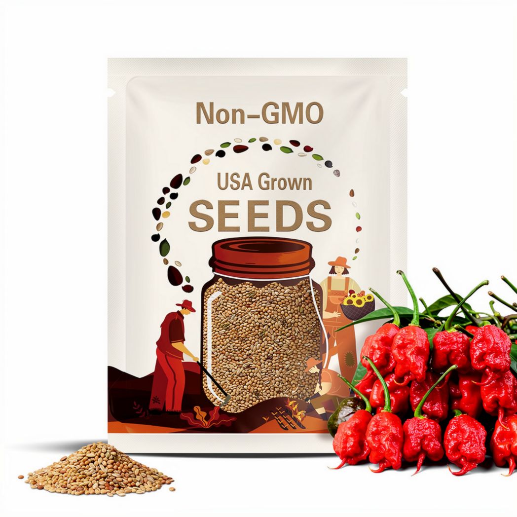 Award Winner! Carolina Reaper Seed Pack - Non-GMO Premium Heirloom. High Germination Rate! Monster Yield. Capsicum chinense