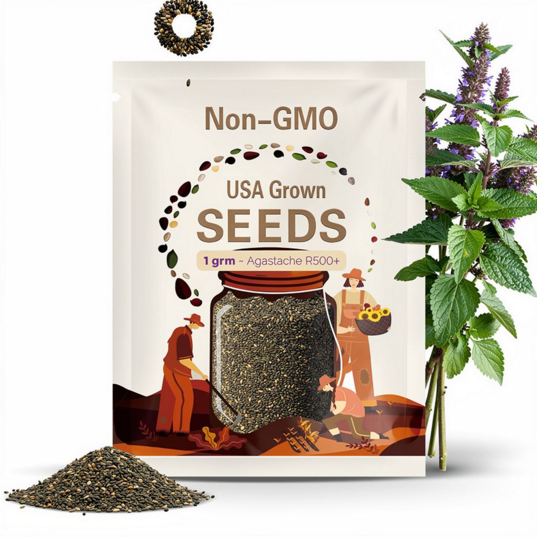 1-gram 1500+ KOREAN LICORICE MINT seeds; herbal tea medicine; Baechohyang 배초향; 藿香; カワミドリ