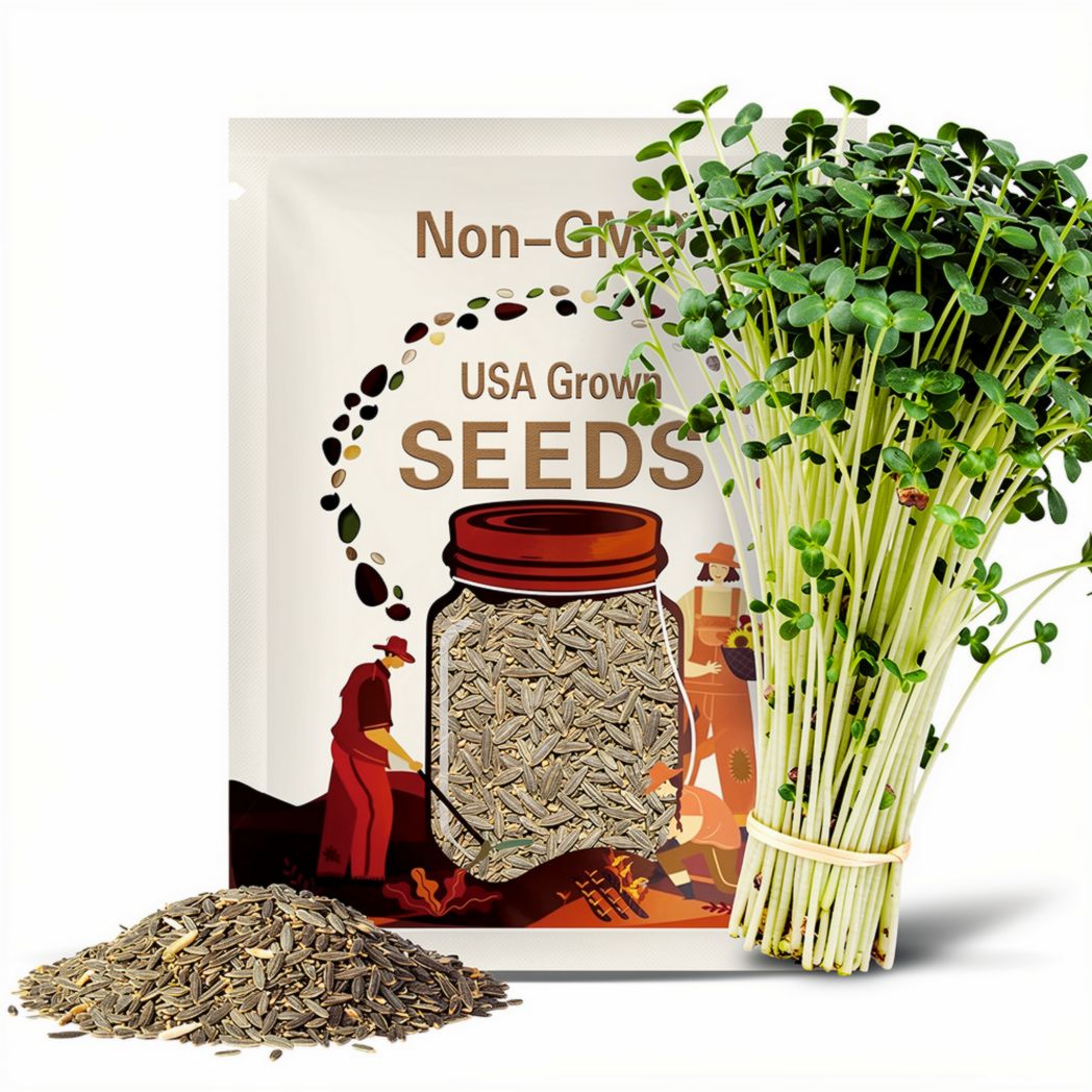 Sunflower Microgreens, Black Oil Sunflower Heirloom Seeds, Flower Seeds, Sprouting Seeds